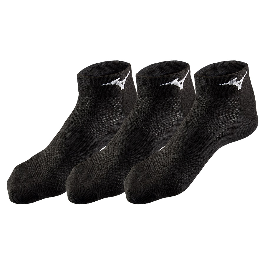 Black / Black / Black Men\'s Mizuno Training Mid 3P Sports Socks | Philippines-251349