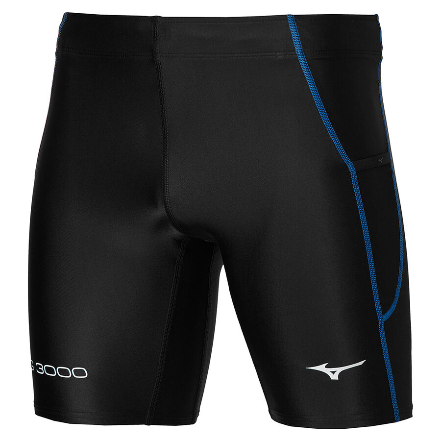 Black / Blue Men\'s Mizuno Bg3000 Mid Tights | Philippines-502173