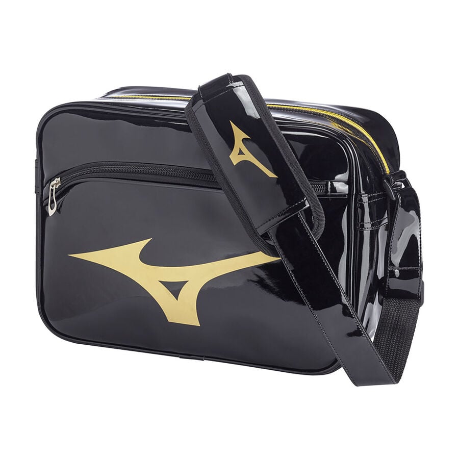 Black / Gold Men\'s Mizuno RB Enamel S Bags | Philippines-975204