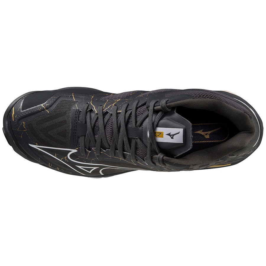 Black / Gold Men's Mizuno Wave Lightning Z7 Mid Volleyball Shoes | Philippines-429107