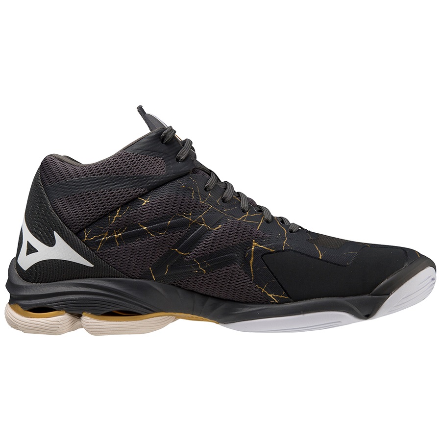 Black / Gold Men's Mizuno Wave Lightning Z7 Mid Volleyball Shoes | Philippines-429107