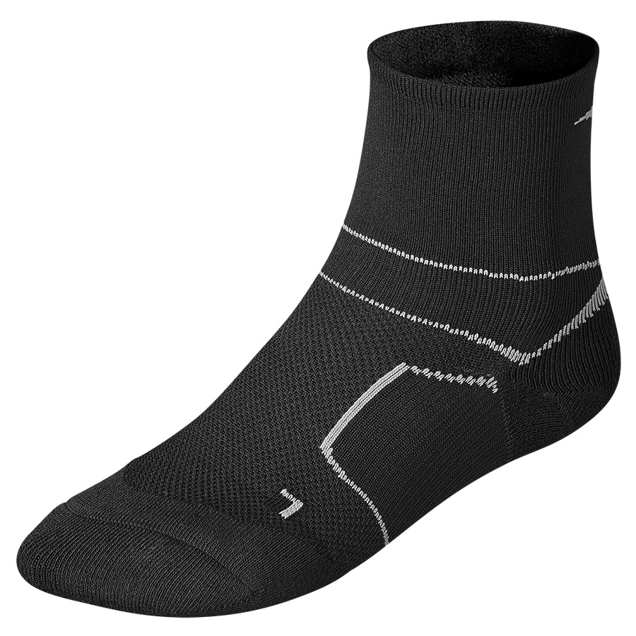 Black / Grey Women\'s Mizuno ER Trail Sports Socks | Philippines-640192