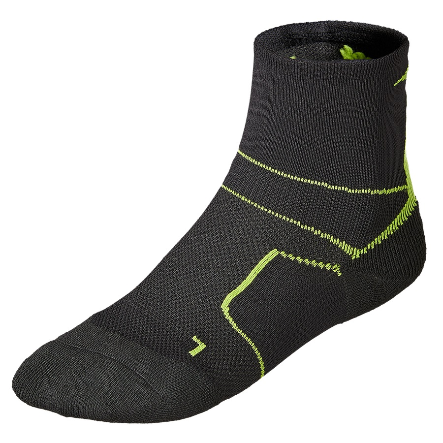 Black / Light Green Green Men\'s Mizuno ER Trail Sports Socks | Philippines-251369