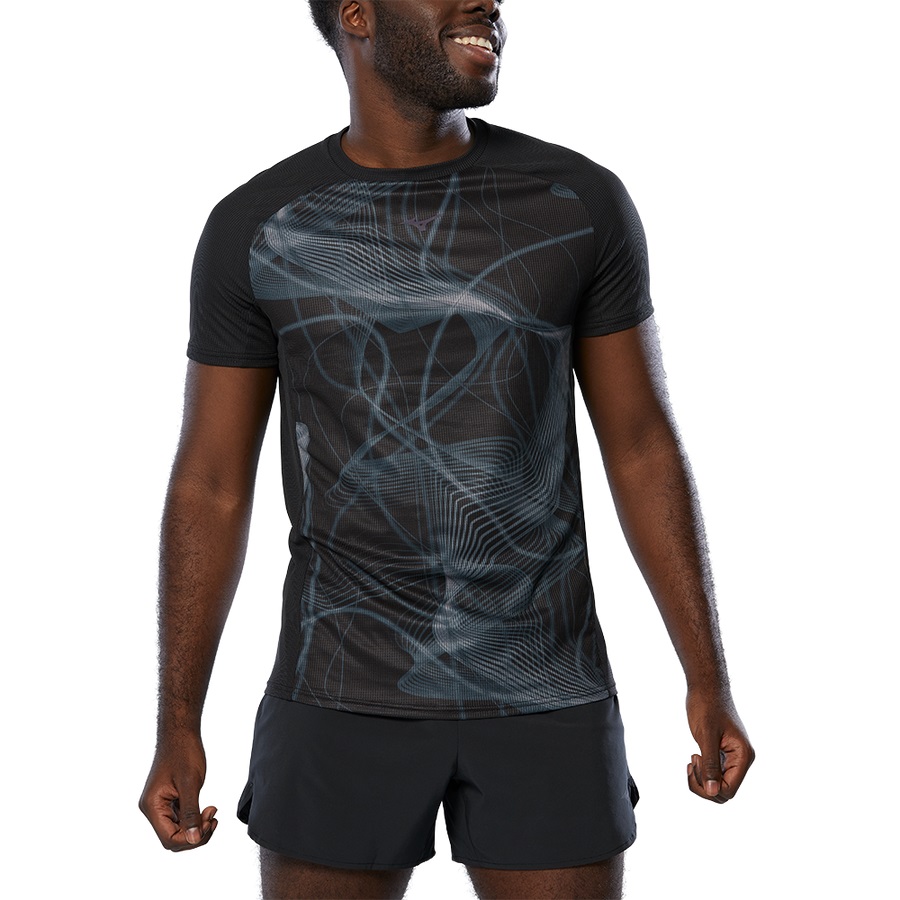 Black Men's Mizuno Aero Tee | Philippines-264351