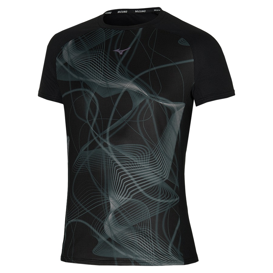 Black Men\'s Mizuno Aero Tee | Philippines-264351