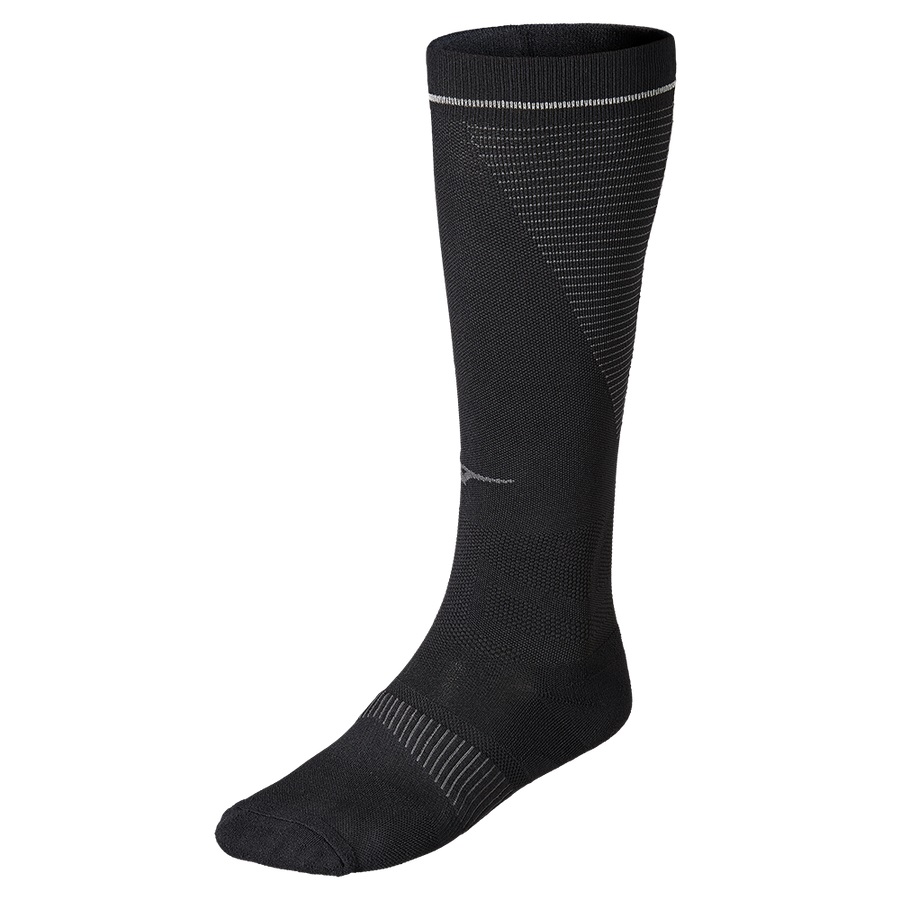 Black Men\'s Mizuno Compression Sports Socks | Philippines-590723