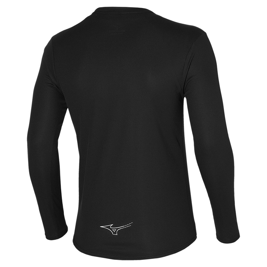 Black Men's Mizuno Dryaeroflow Ls Hz Tops | Philippines-708329