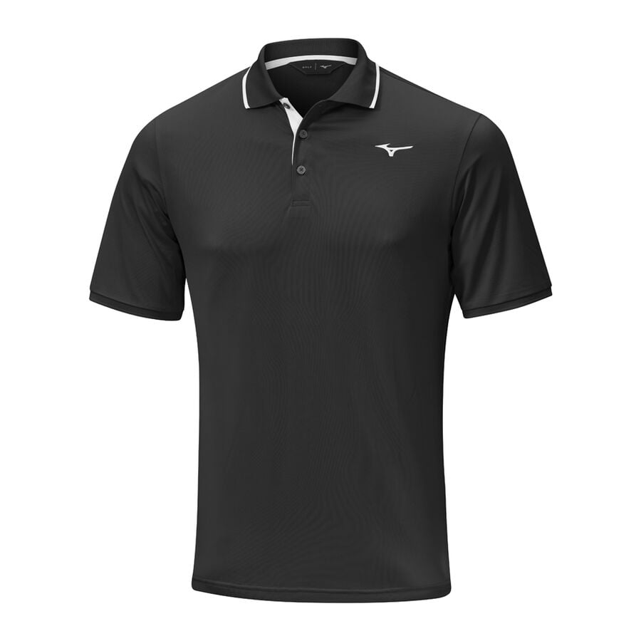 Black Men\'s Mizuno Move Tech Quick Dry Polo Plus Tops | Philippines-861974