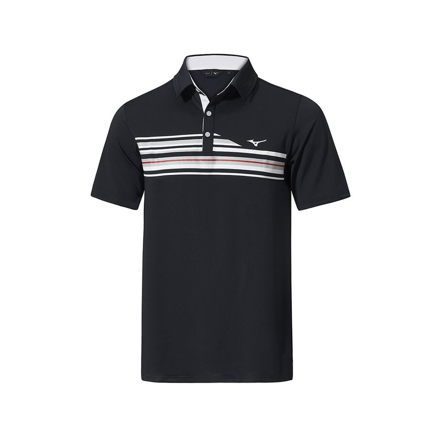 Black Men\'s Mizuno QD Elite Stripe Polo Tops | Philippines-650982