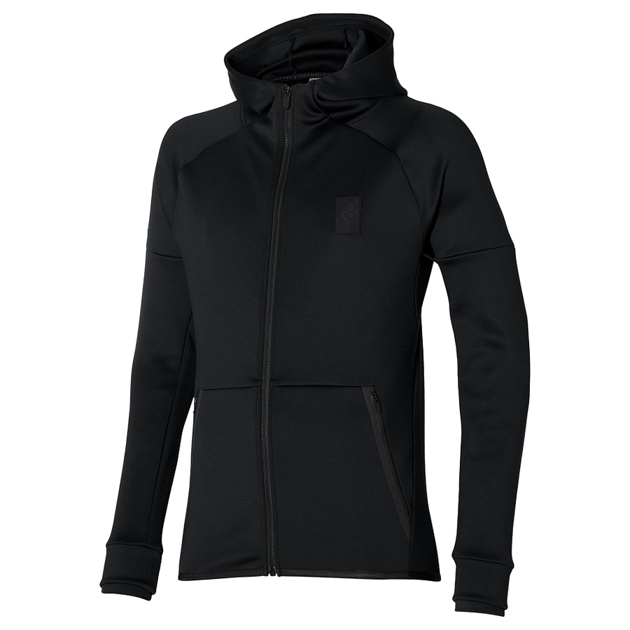 Black Men\'s Mizuno Sweat Hoody SR Tops | Philippines-326759