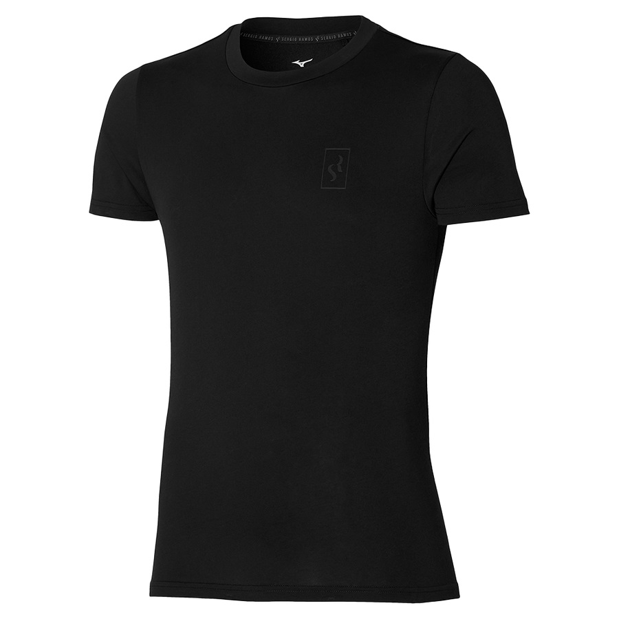 Black Men\'s Mizuno Tee SR Tee | Philippines-540218