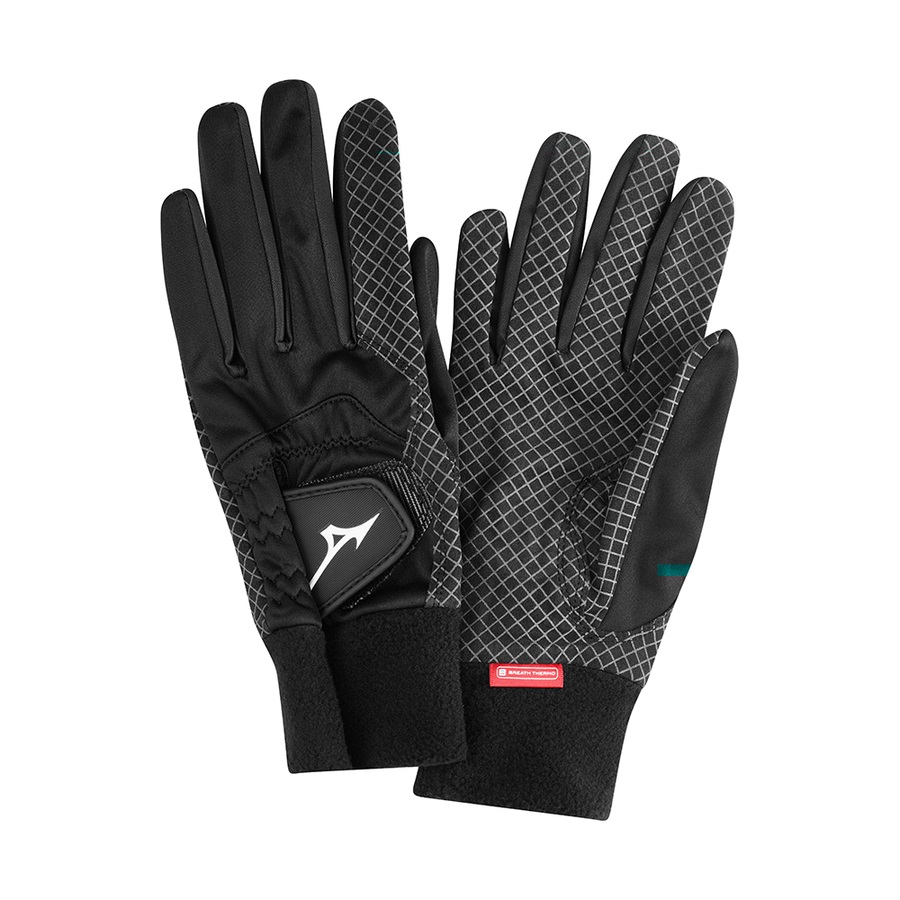 Black Men\'s Mizuno Thermagrip Sports Gloves | Philippines-058471