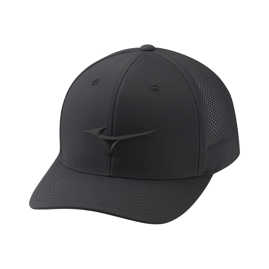 Black Men\'s Mizuno Tour Vent Adjustable Sports Headwear | Philippines-674925