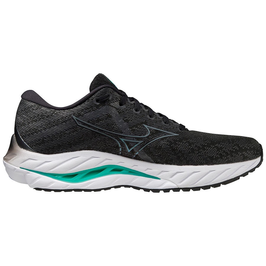 Black / Metal Grey / Green Men's Mizuno Wave Inspire 19 Running Shoes | Philippines-465803