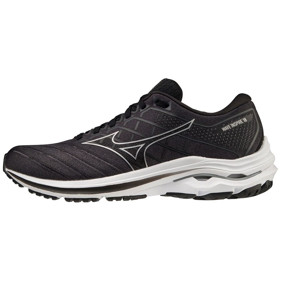 Black / Silver Men\'s Mizuno Wave Inspire 18 Running Shoes | Philippines-120765