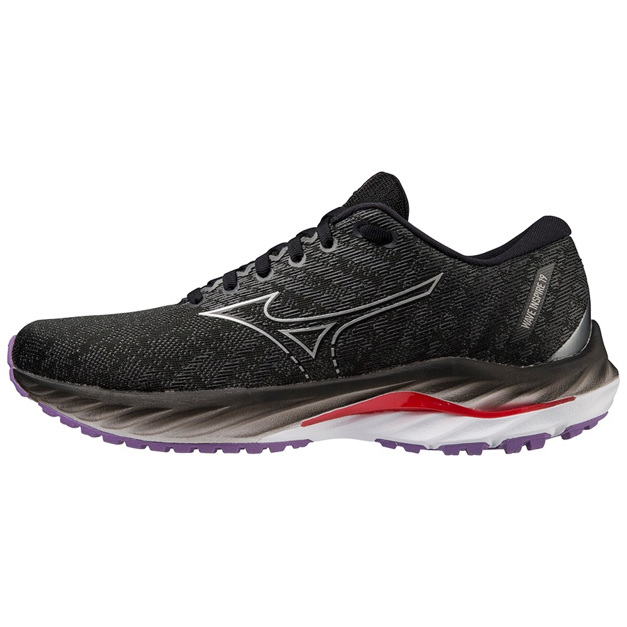 Black / Silver Women\'s Mizuno Wave Inspire 19 Running Shoes | Philippines-947305