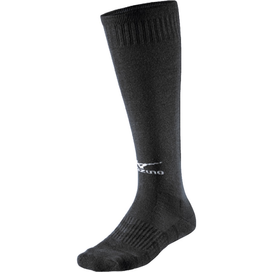 Black / White Men\'s Mizuno Comf Volleyball Long Sports Socks | Philippines-651479