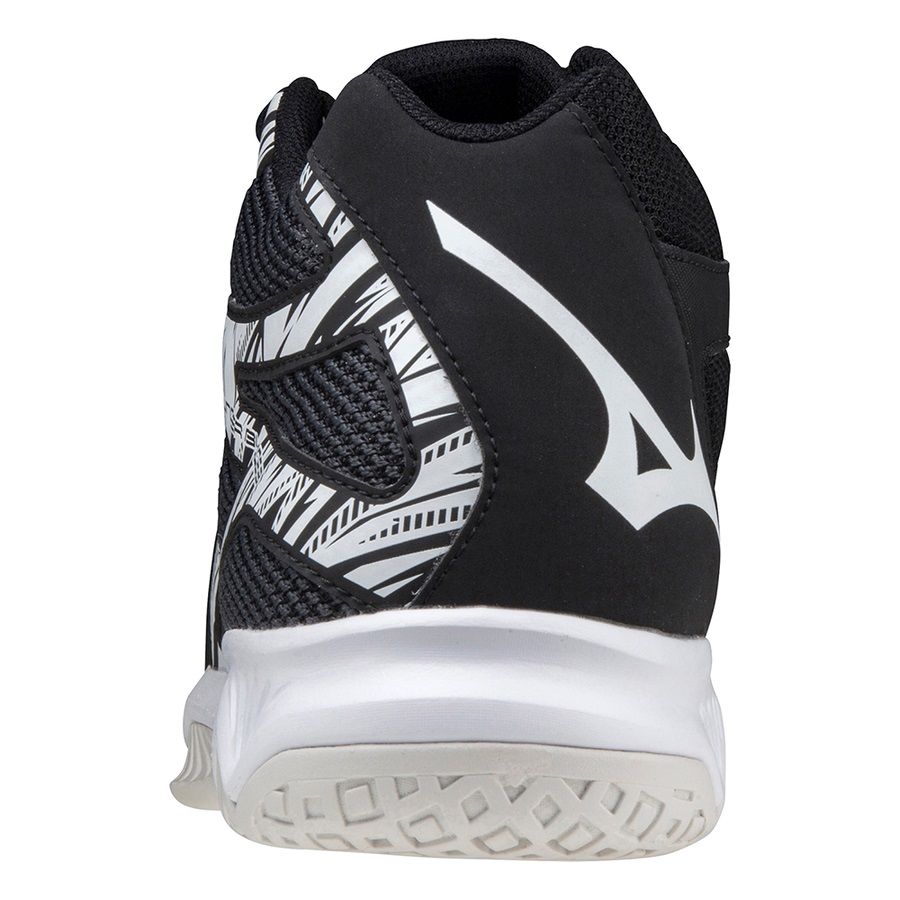 Black / White Men's Mizuno Thunder Blade 3 Mid Volleyball Shoes | Philippines-562431