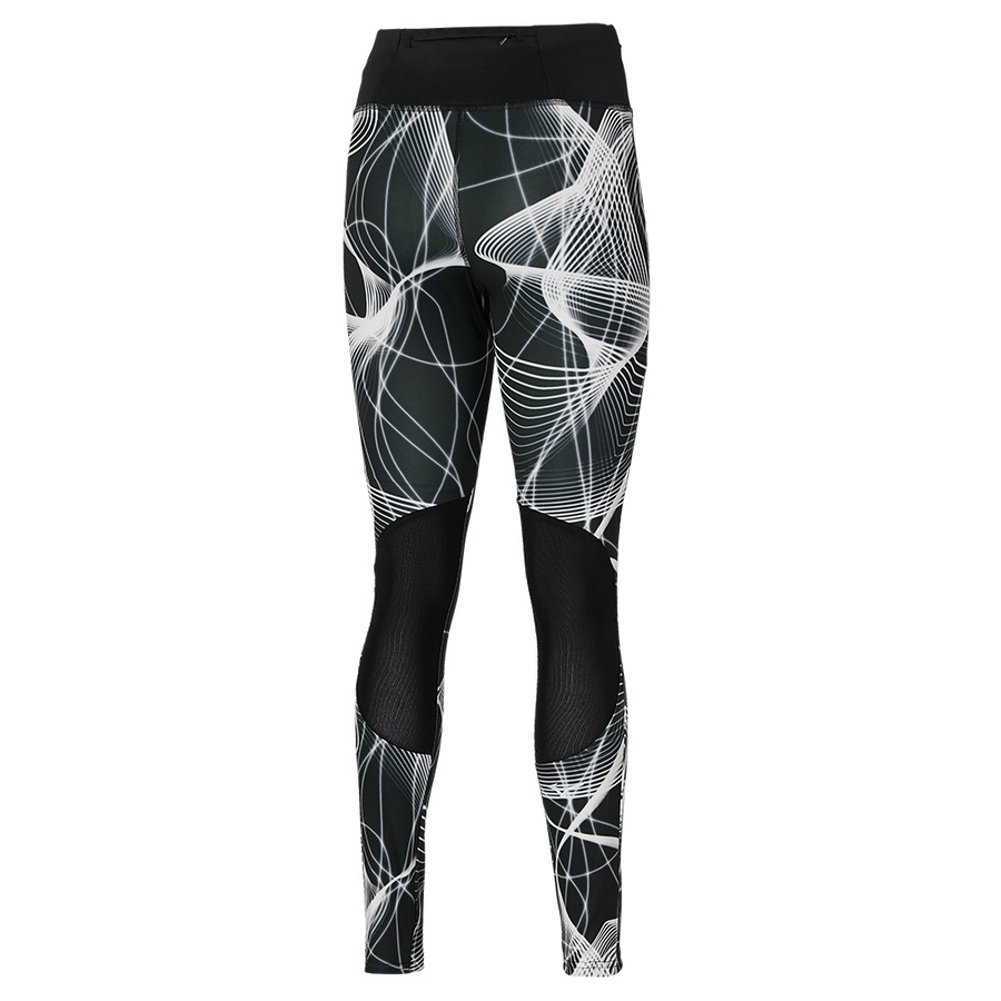 Black / White Women's Mizuno Printed Tights | Philippines-954802