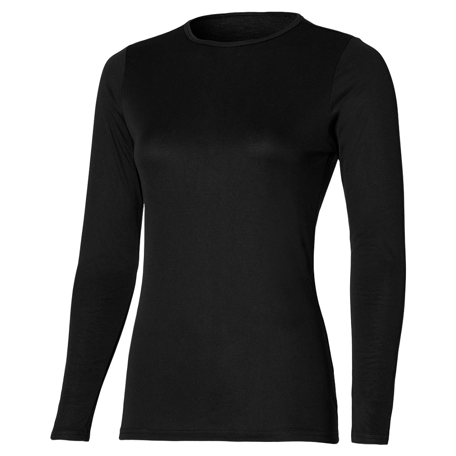 Black Women\'s Mizuno BT Under RoundNeckLS Tops | Philippines-527693