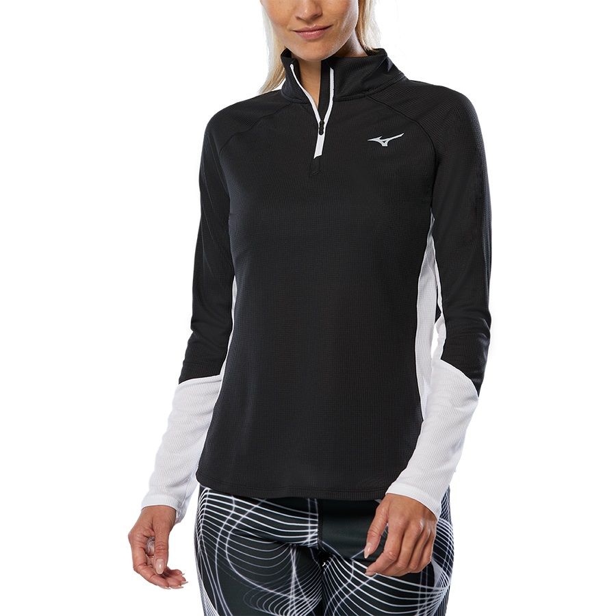 Black Women's Mizuno Dryaeroflow Ls Tee | Philippines-907516