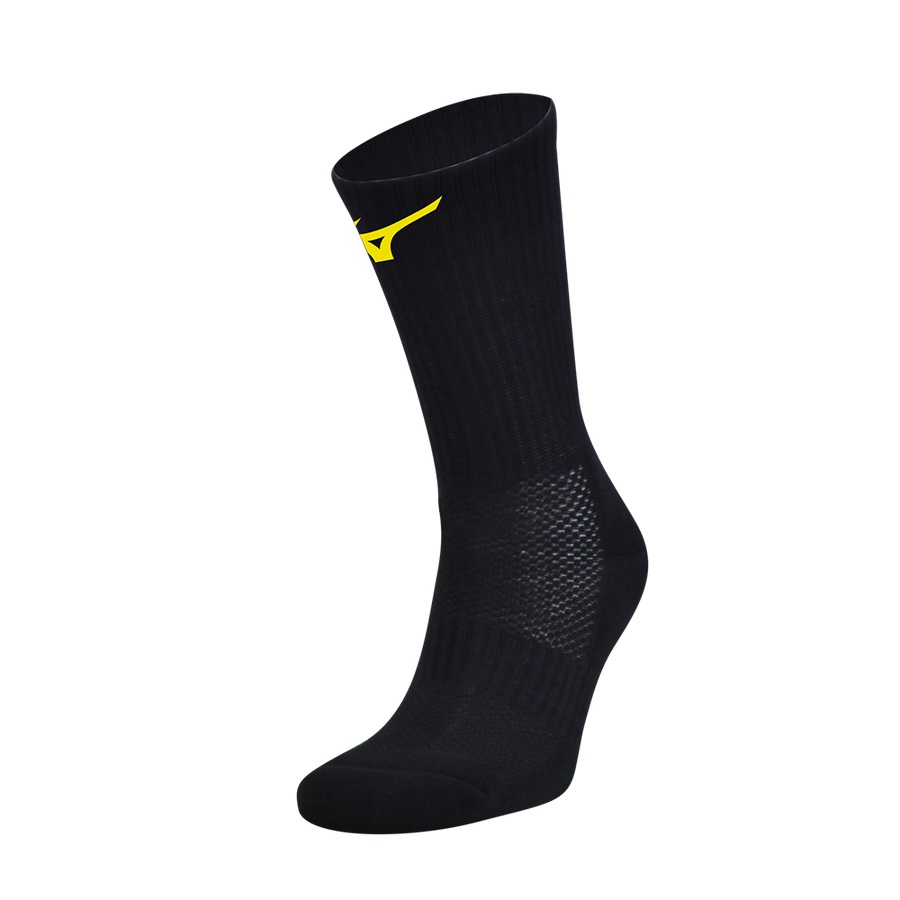 Black / Yellow Men\'s Mizuno Handball pair Sports Socks | Philippines-156480