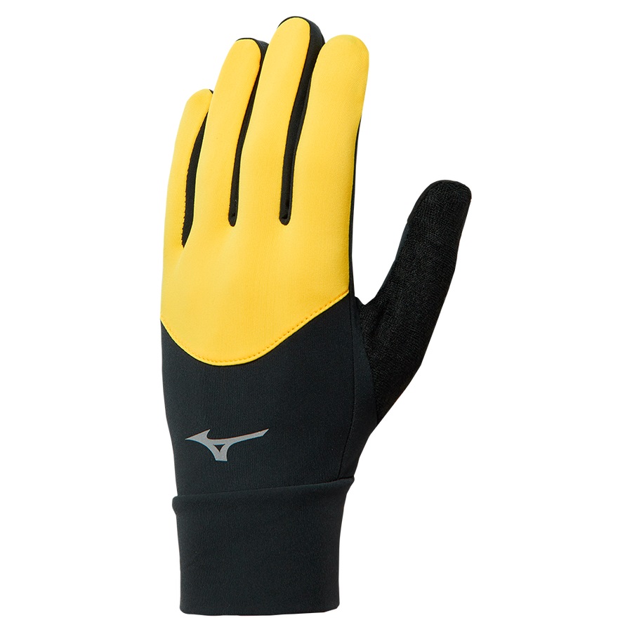 Black / Yellow Men\'s Mizuno Warmalite Sports Gloves | Philippines-150493