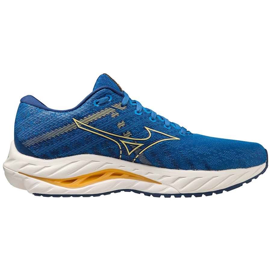 Blue / Gold / Blue Men's Mizuno Wave Inspire 19 Running Shoes | Philippines-823045