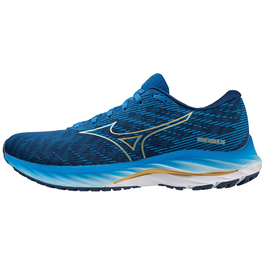 Blue / Gold / Blue Men\'s Mizuno Wave Rider 26 Running Shoes | Philippines-841905