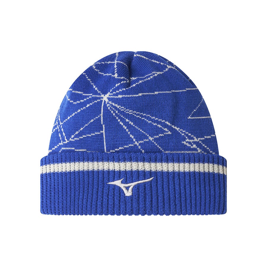 Blue Men\'s Mizuno Breath Thermo Graphic Beanie Sports Headwear | Philippines-859367