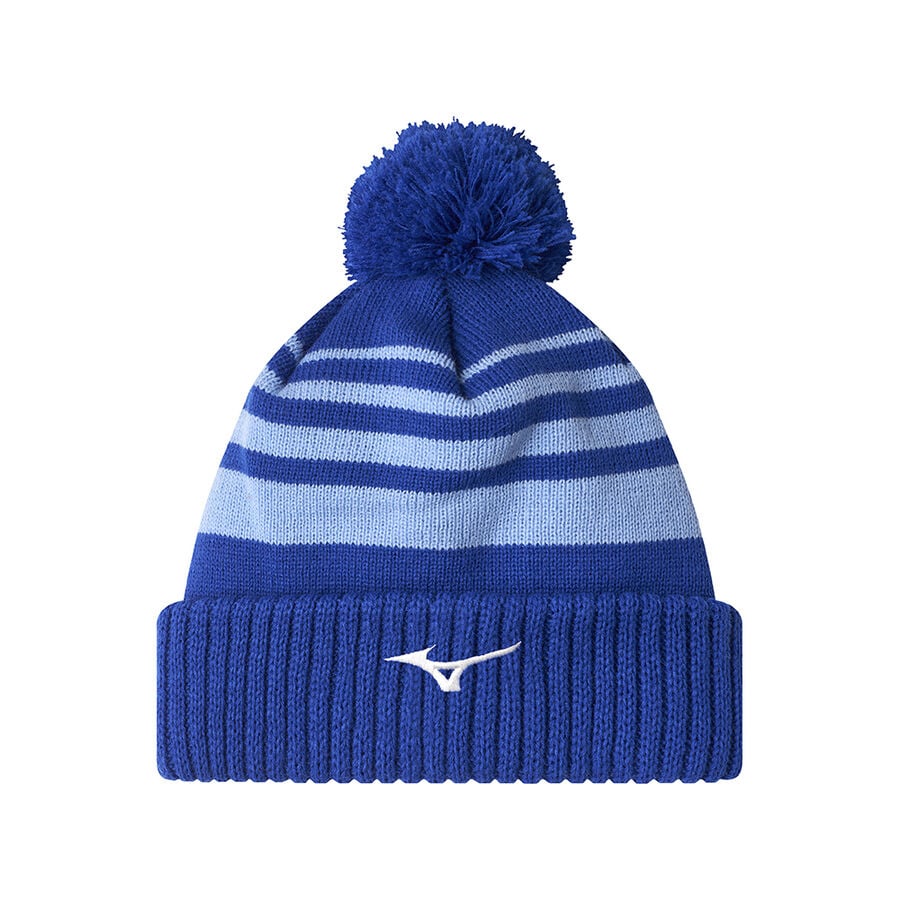 Blue Men\'s Mizuno Breath Thermo Pom Beanie Sports Headwear | Philippines-837204