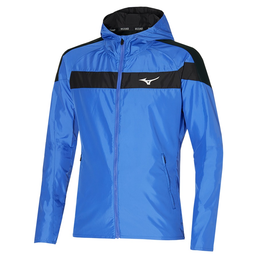 Blue Men\'s Mizuno Hooded Jackets | Philippines-280563