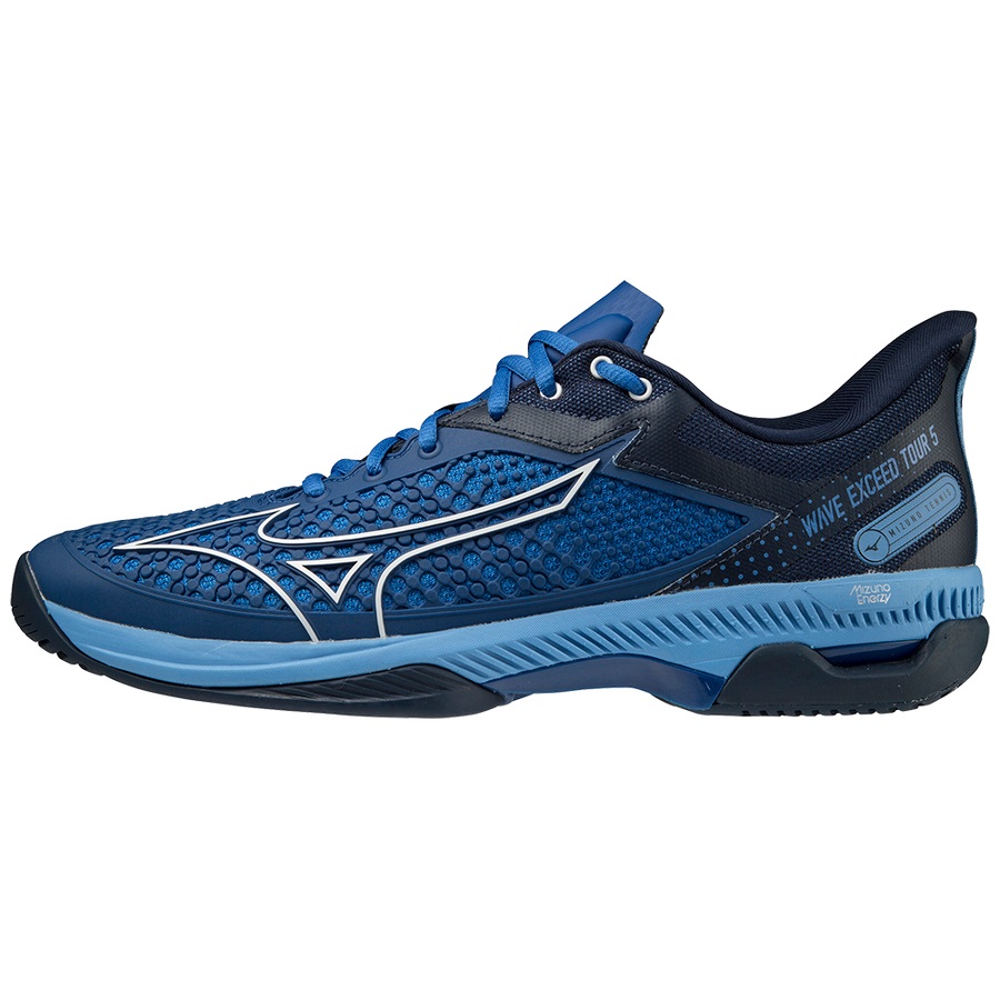 Blue / White / Blue Men\'s Mizuno Wave Exceed Tour 5 AC Tennis Shoes | Philippines-271538