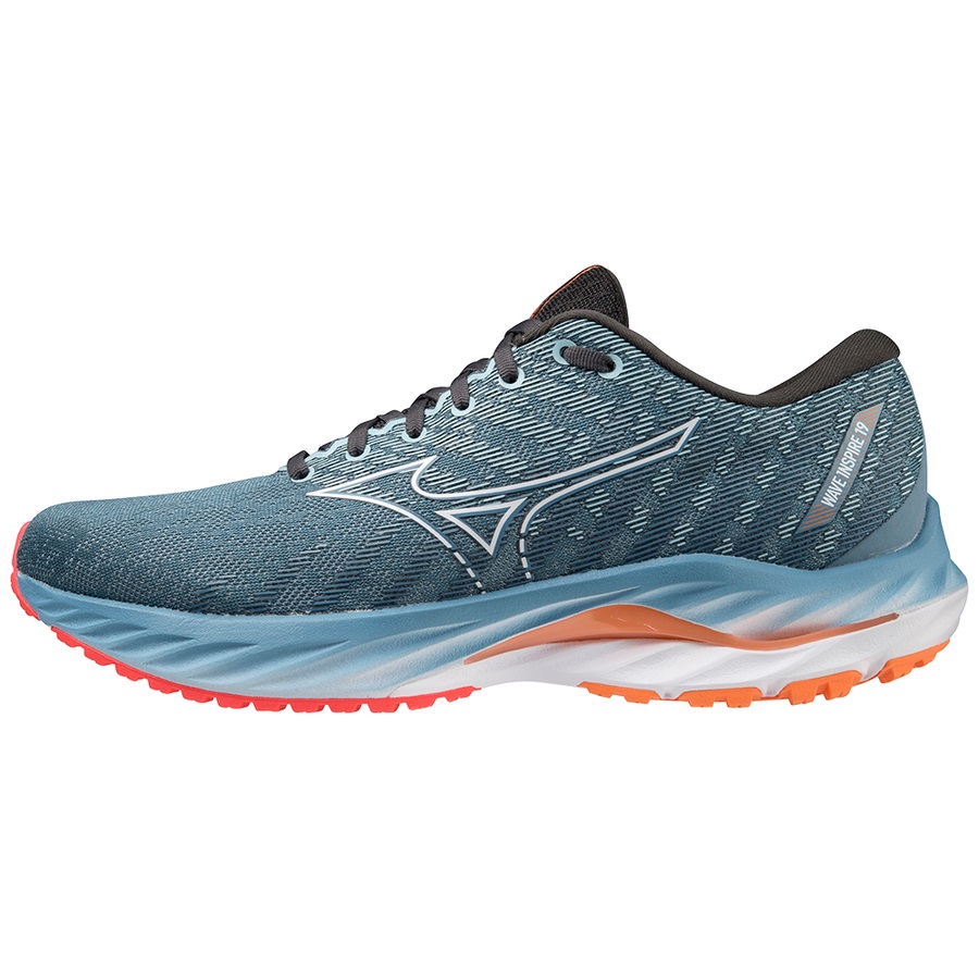 Blue / White / Light Orange Men\'s Mizuno Wave Inspire 19 Running Shoes | Philippines-130954