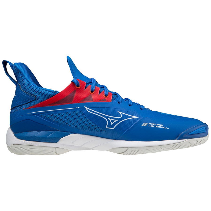 Blue / White / Red Men's Mizuno Wave Mirage 4 Handball Shoes | Philippines-426391