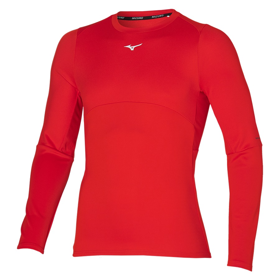 Burgundy Men\'s Mizuno Breath Thermo Long Sleeve Tops | Philippines-608124