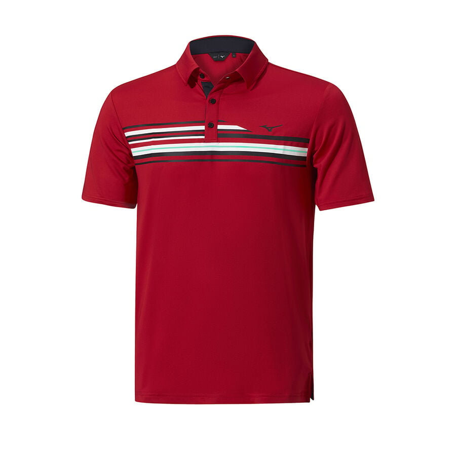 Burgundy Men\'s Mizuno QD Elite Stripe Polo Tops | Philippines-537649