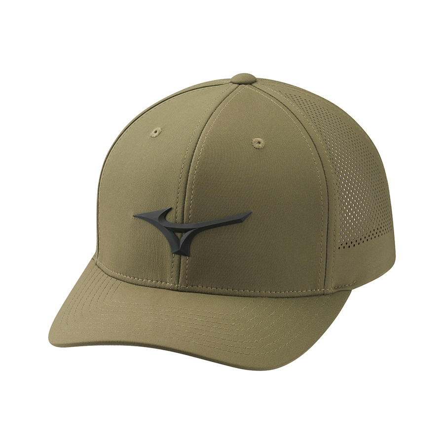 Dark Olive Men\'s Mizuno Tour Ventilation Adjustable Sports Headwear | Philippines-809371