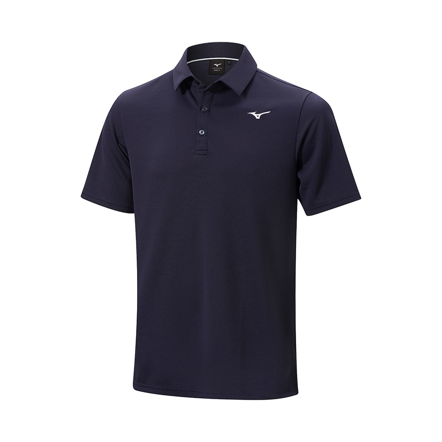 Deep Navy Men\'s Mizuno BT Winter Polo Tops | Philippines-256894