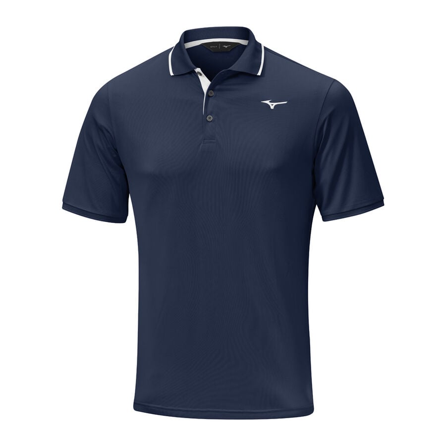 Deep Navy Men\'s Mizuno Move Tech Quick Dry Polo Plus Tops | Philippines-718069