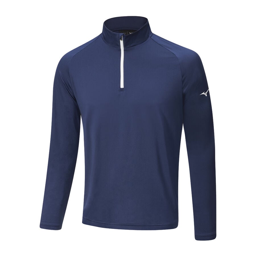 Deep Navy Men\'s Mizuno Quick Dry Breeze 1/4 Zip Tops | Philippines-593412