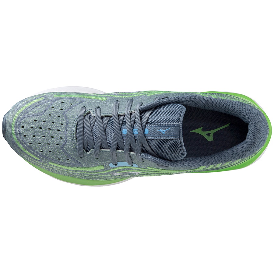 Green / Blue Men's Mizuno WAVE SKYRISE 4 Running Shoes | Philippines-537028