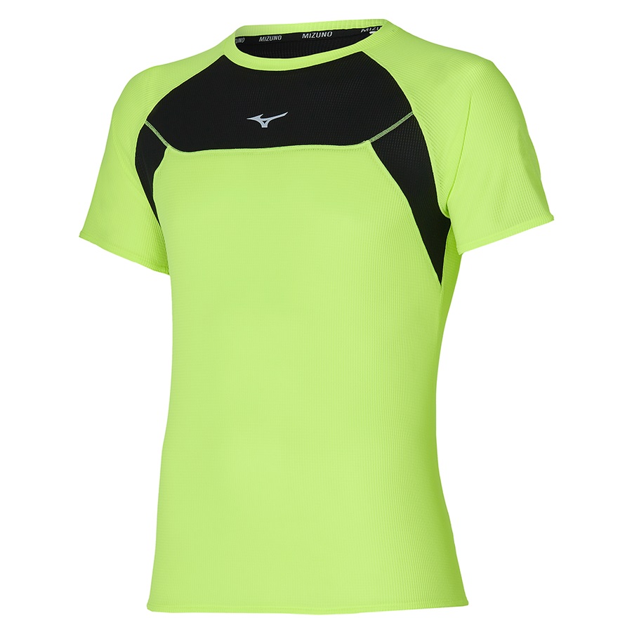 Green Men\'s Mizuno Dryaeroflow Tee | Philippines-790618