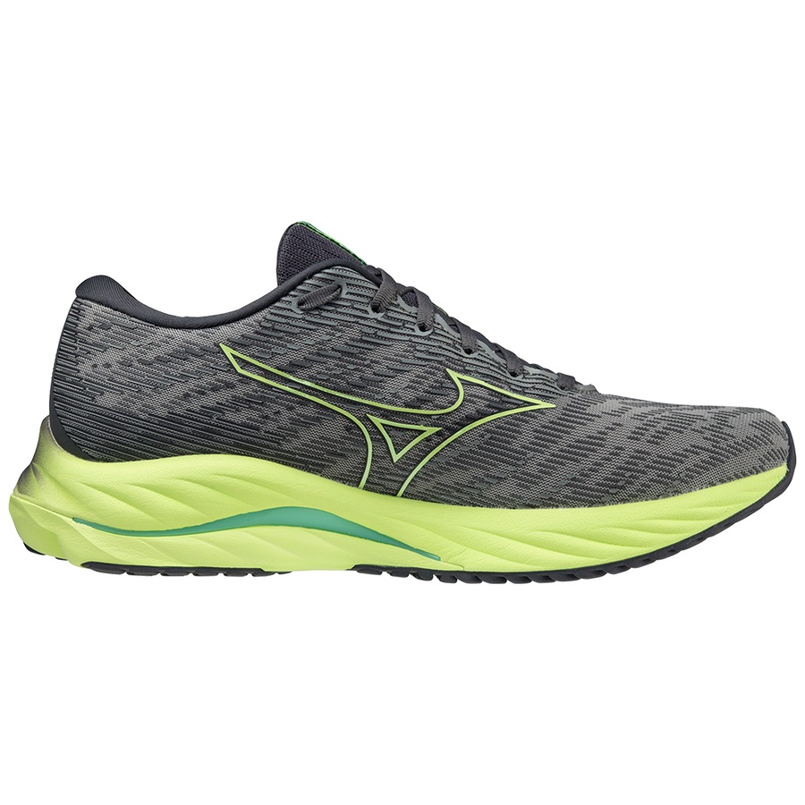 Grey / Light Green Men's Mizuno Wave Rider 26 Running Shoes | Philippines-213045