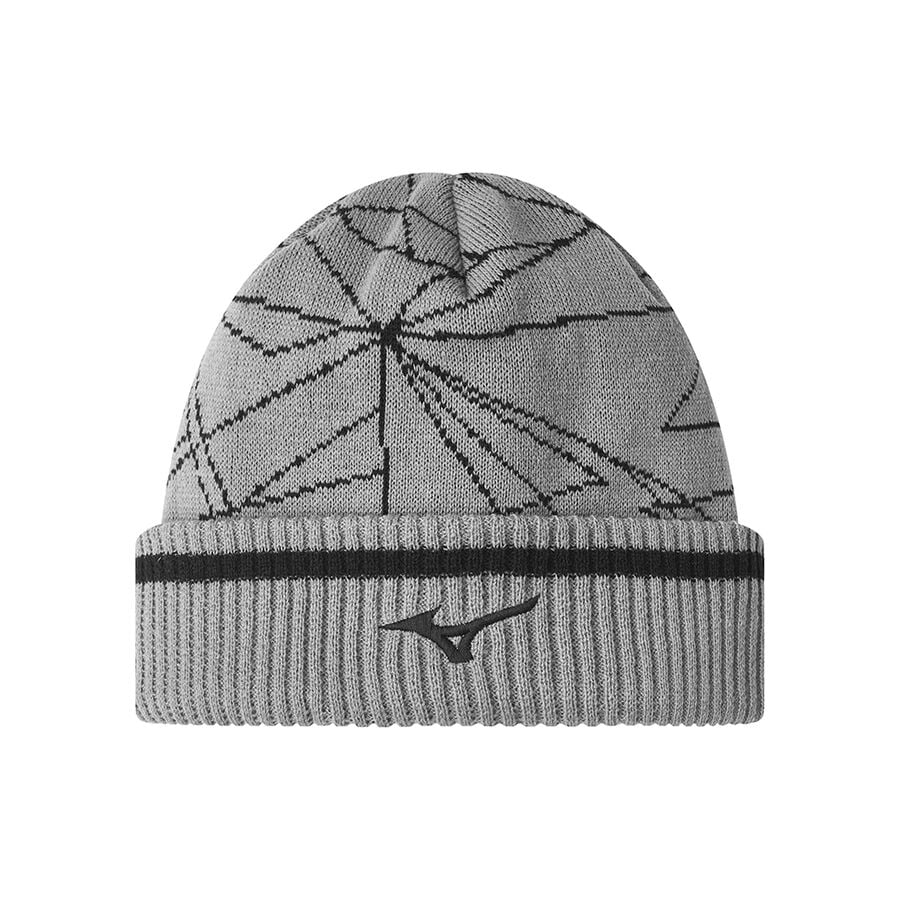 Grey Men\'s Mizuno Breath Thermo Graphic Beanie Sports Headwear | Philippines-759820