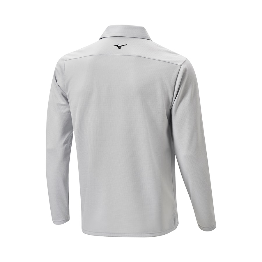 Grey Men's Mizuno Breath Thermo Winter L/S Polo Tops | Philippines-489120