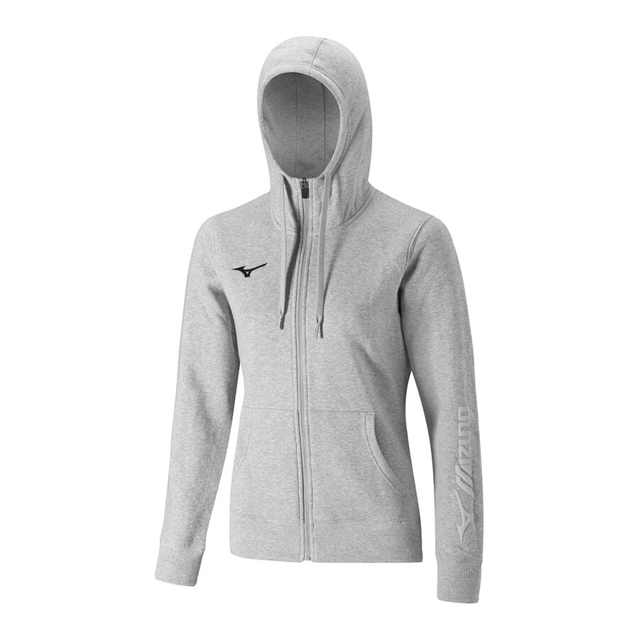 Grey Women\'s Mizuno Sweat FZ Hoodie | Philippines-685271