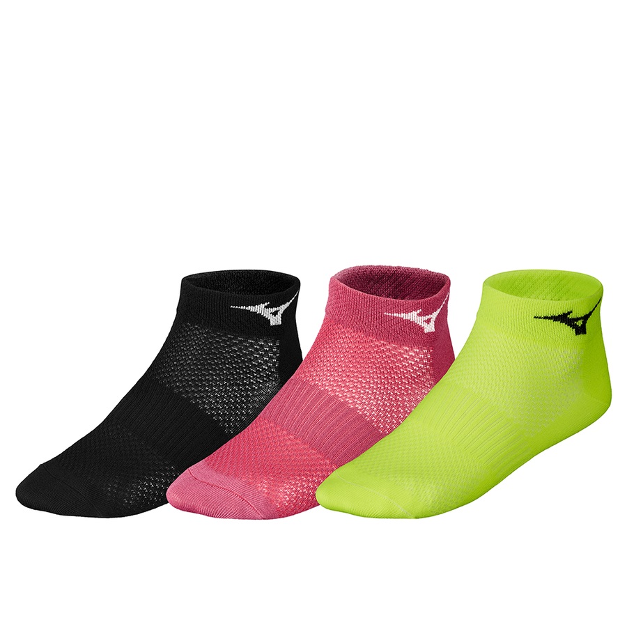 Light Green / Fuchsia / Black Women\'s Mizuno Training Mid 3P Sports Socks | Philippines-269071