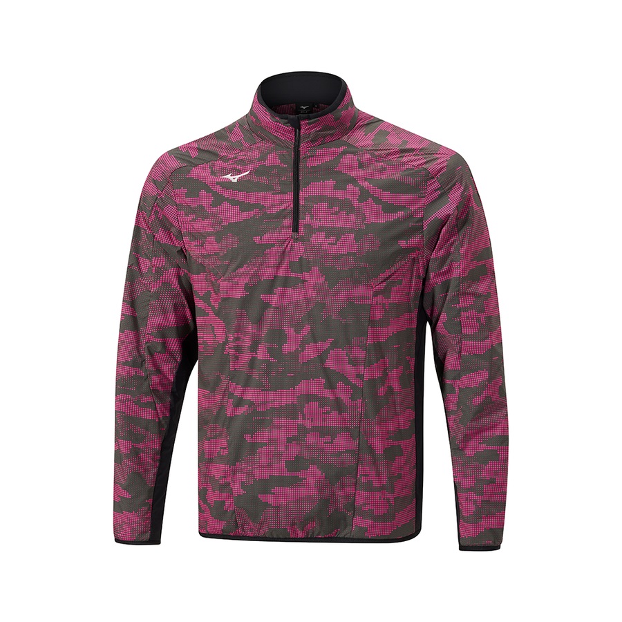 Pink Men\'s Mizuno Winter Stretch 1/4 Zip Tops | Philippines-785149