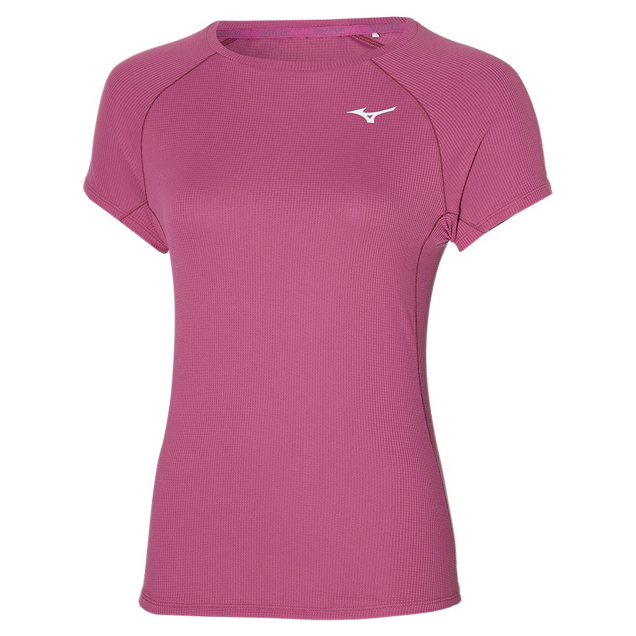 Pink Women\'s Mizuno Dryaeroflow Tee | Philippines-594213